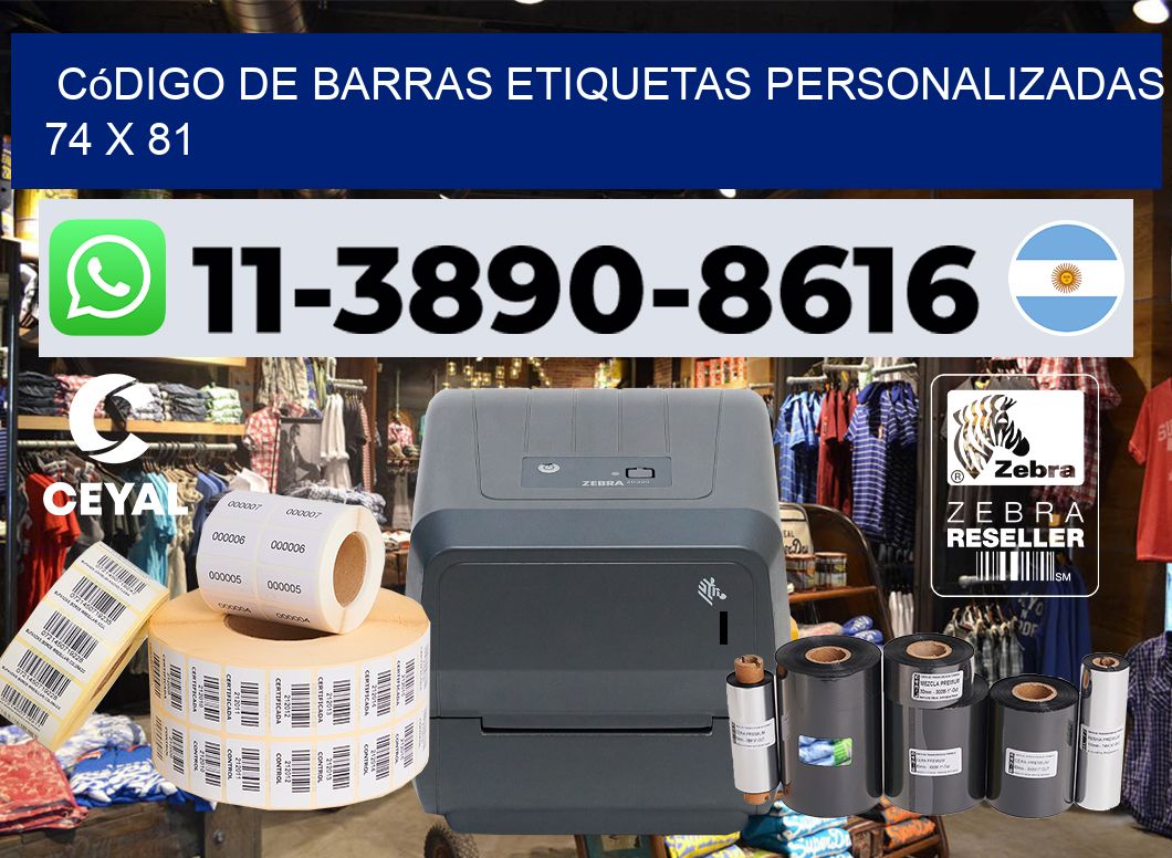 código de barras etiquetas personalizadas 74 x 81