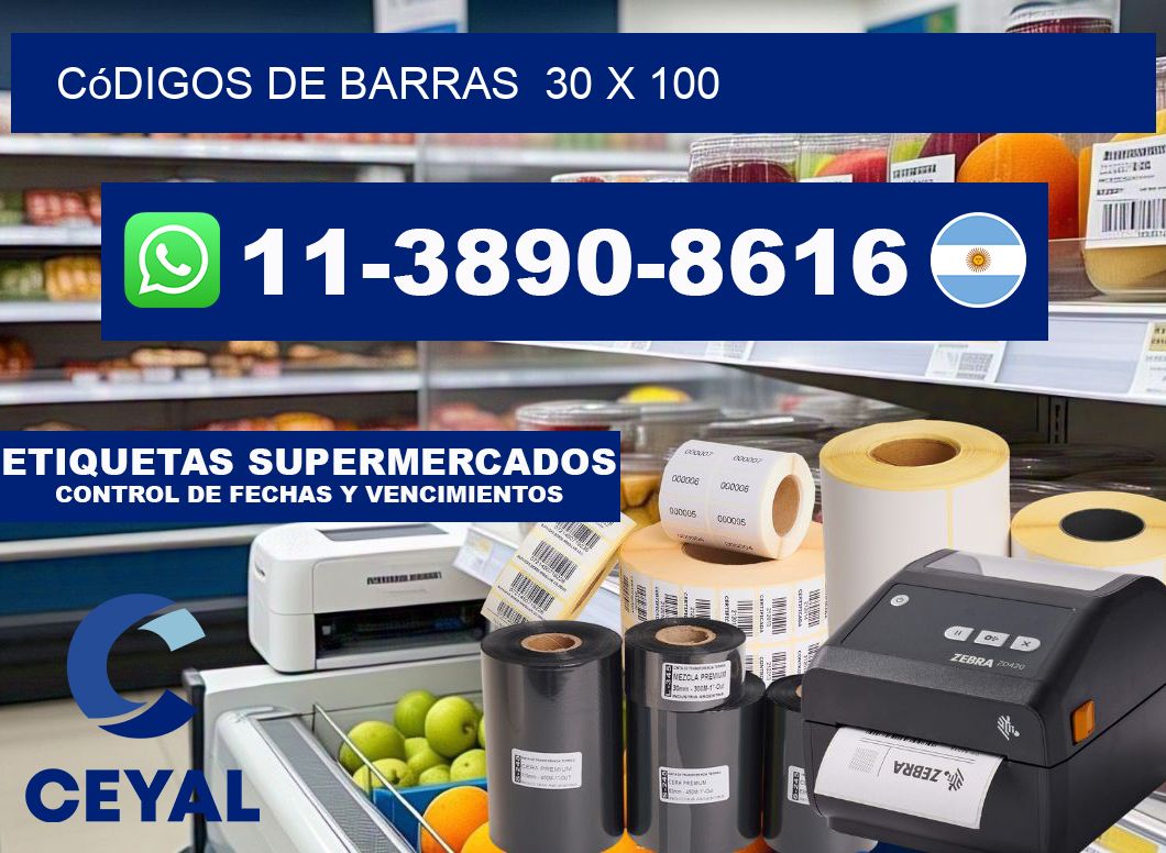 códigos de barras  30 x 100