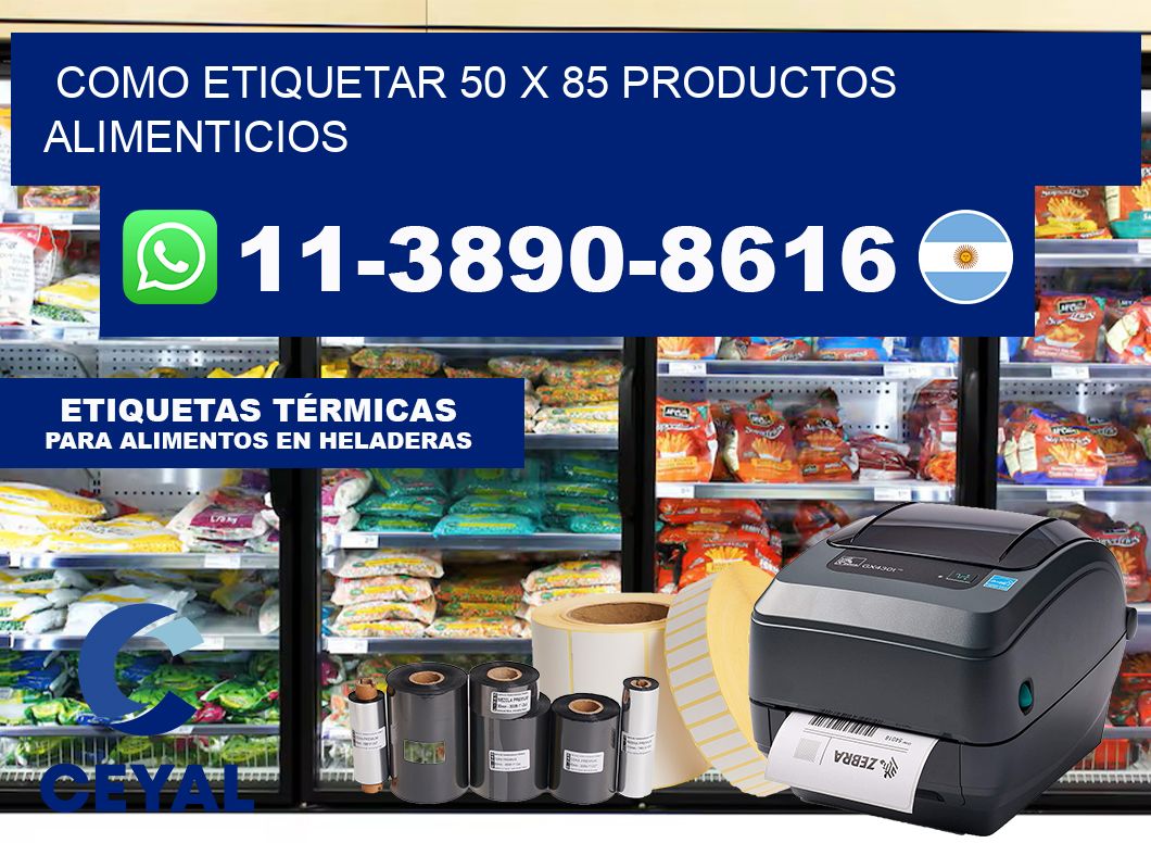 como etiquetar 50 x 85 productos alimenticios