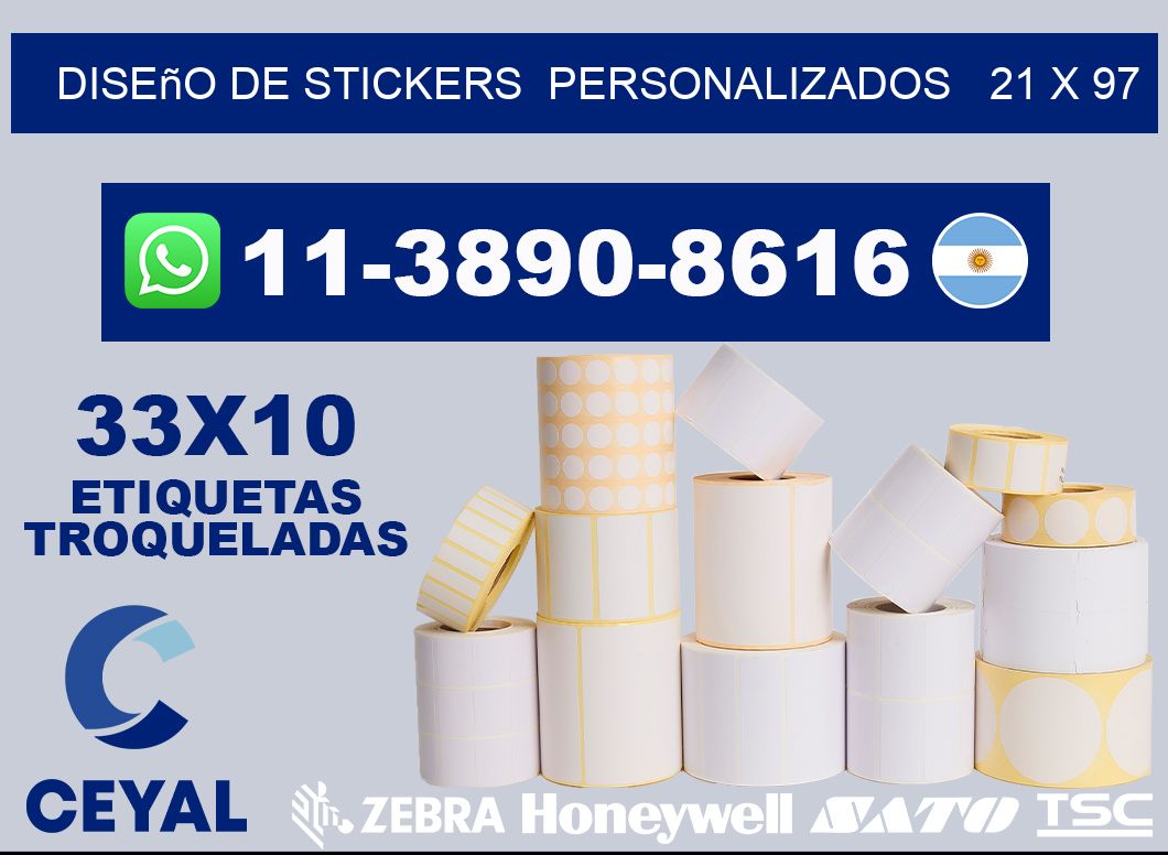 diseño de stickers  personalizados   21 x 97