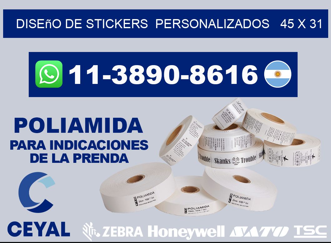 diseño de stickers  personalizados   45 x 31
