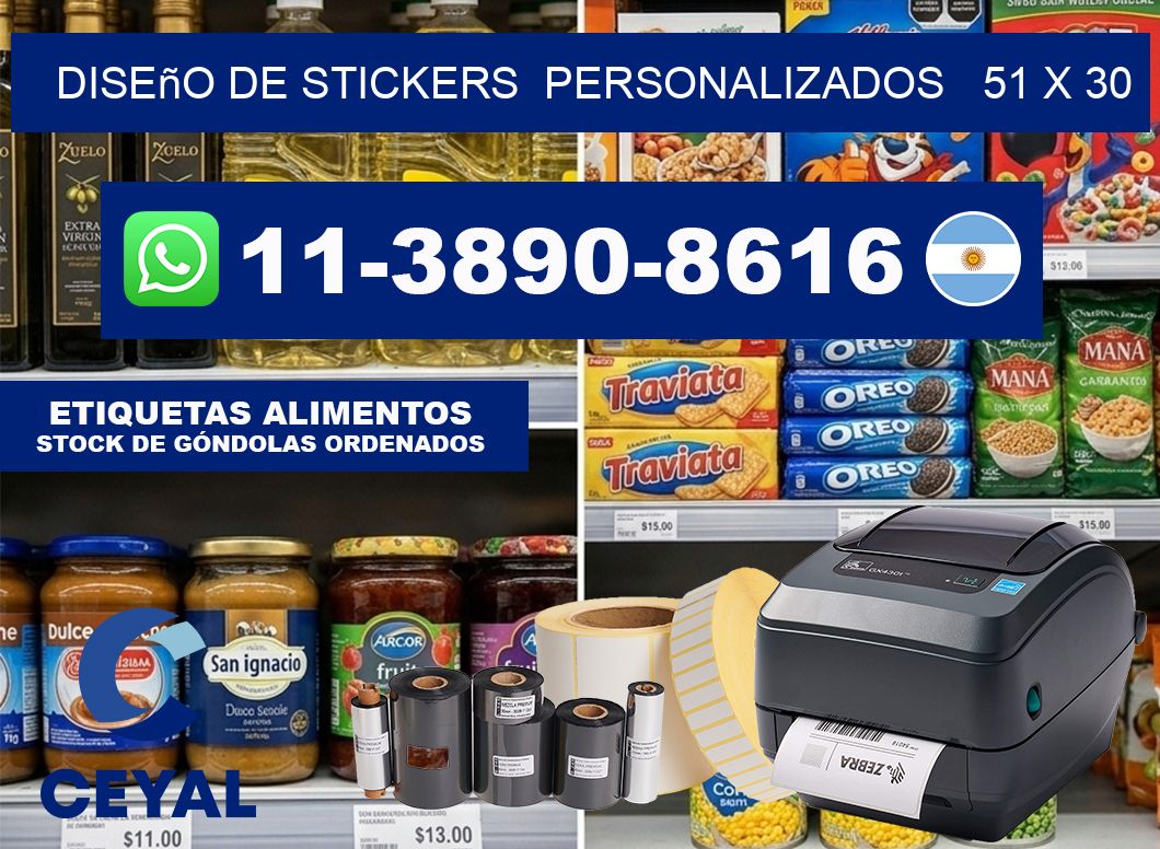 diseño de stickers  personalizados   51 x 30