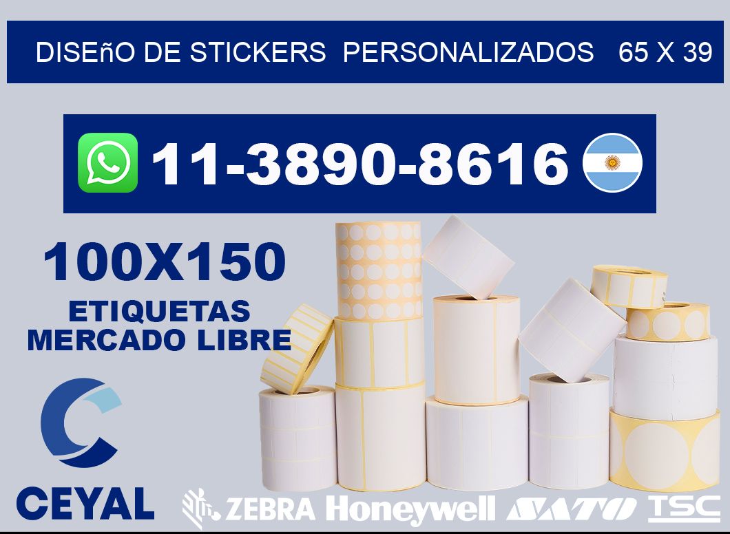 diseño de stickers  personalizados   65 x 39