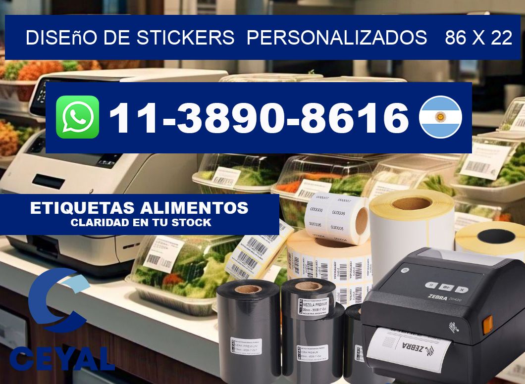 diseño de stickers personalizados 86 x 22