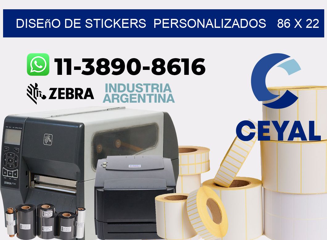 diseño de stickers personalizados 86 x 22