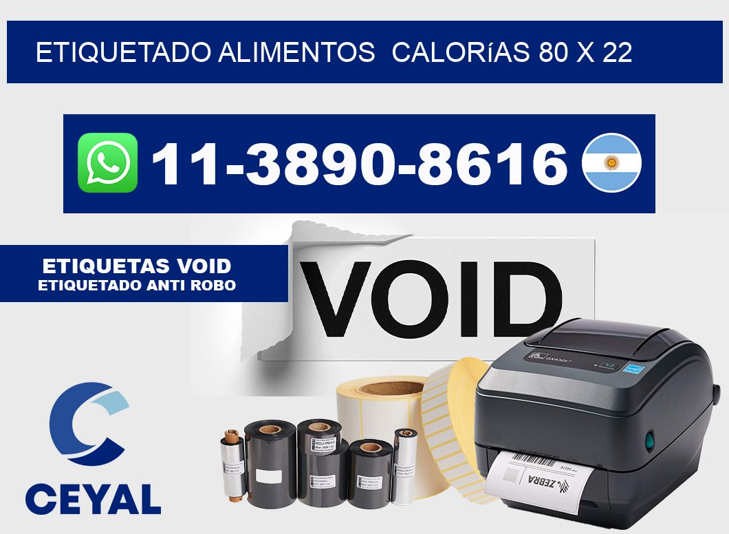 etiquetado alimentos Calorías 80 x 22