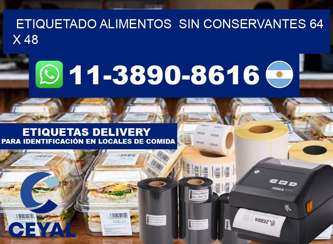 etiquetado alimentos  Sin conservantes 64 x 48