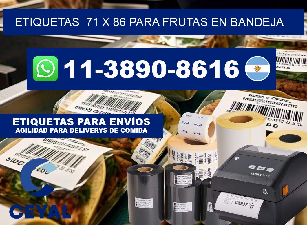 etiquetas  71 x 86 para Frutas en bandeja