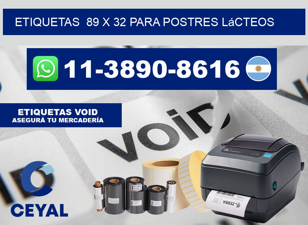 etiquetas  89 x 32 para Postres lácteos