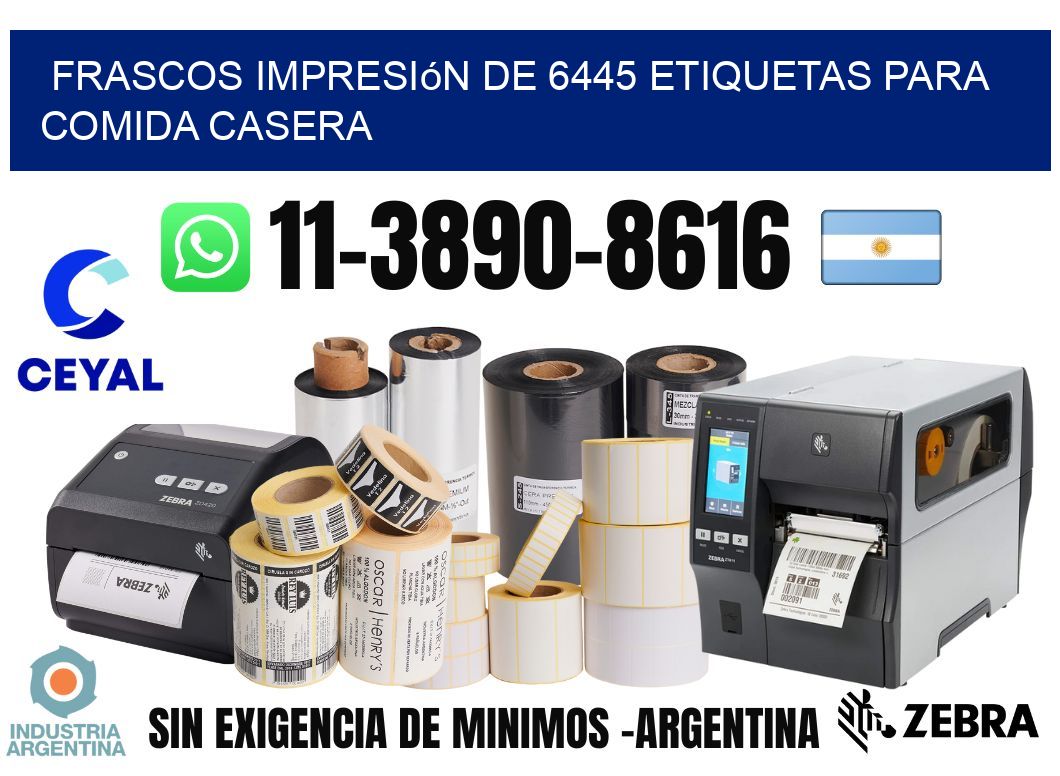 frascos impresión de 6445 etiquetas para comida casera