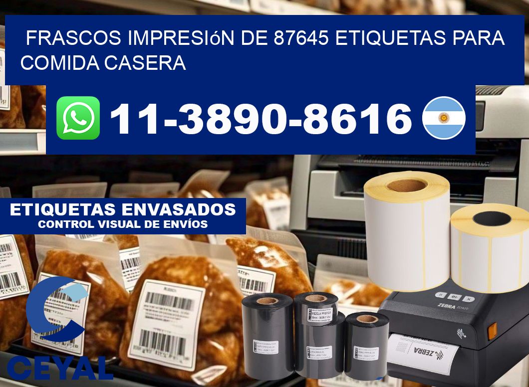 frascos impresión de 87645 etiquetas para comida casera