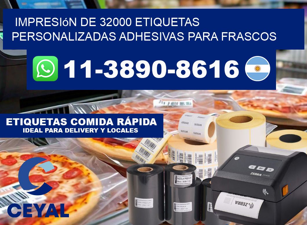 impresión de 32000 etiquetas personalizadas adhesivas para frascos