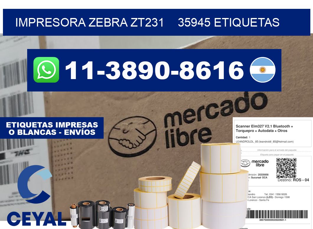 impresora zebra zt231    35945 etiquetas