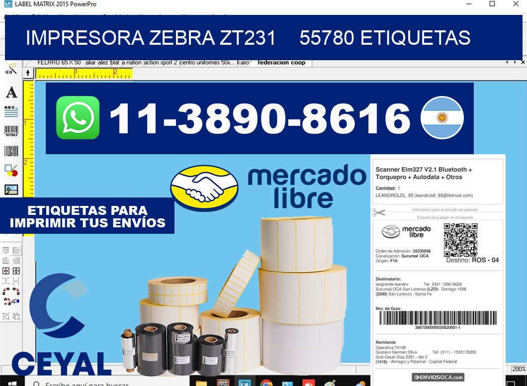 impresora zebra zt231    55780 etiquetas