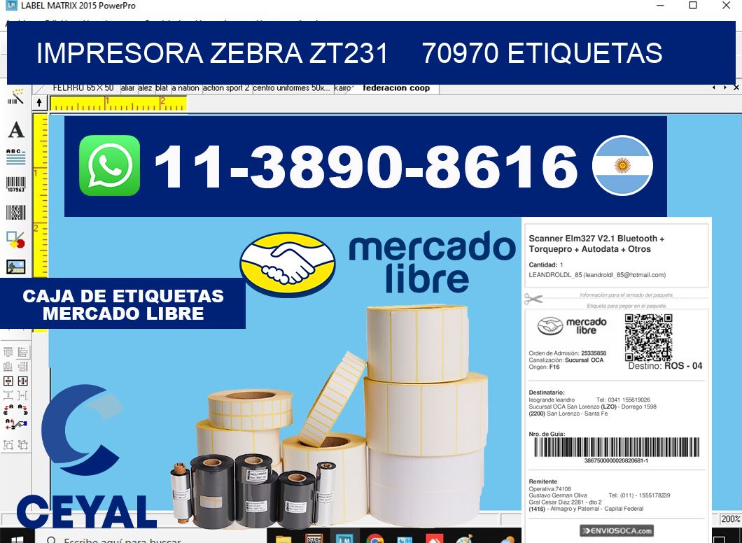 impresora zebra zt231    70970 etiquetas