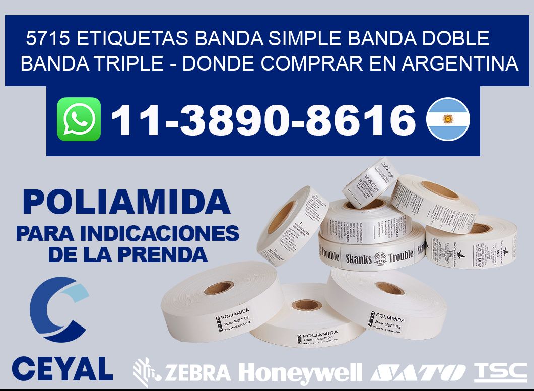 5715 etiquetas banda simple banda doble banda triple - Donde Comprar en Argentina