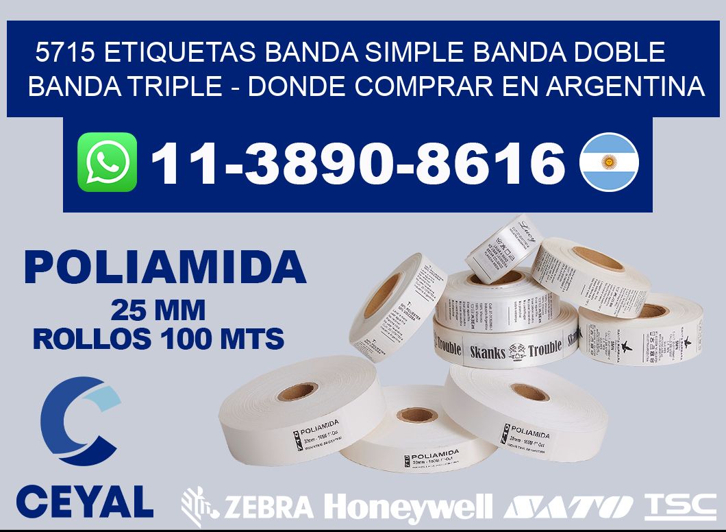 5715 etiquetas banda simple banda doble banda triple - Donde Comprar en Argentina