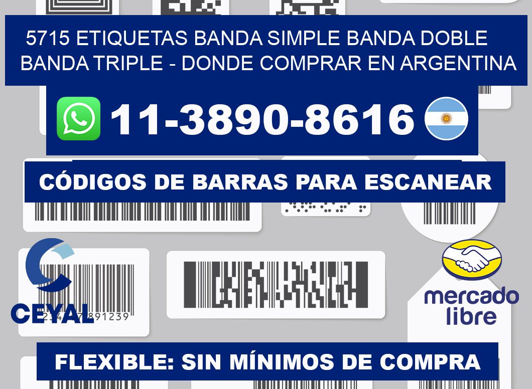 5715 etiquetas banda simple banda doble banda triple - Donde Comprar en Argentina