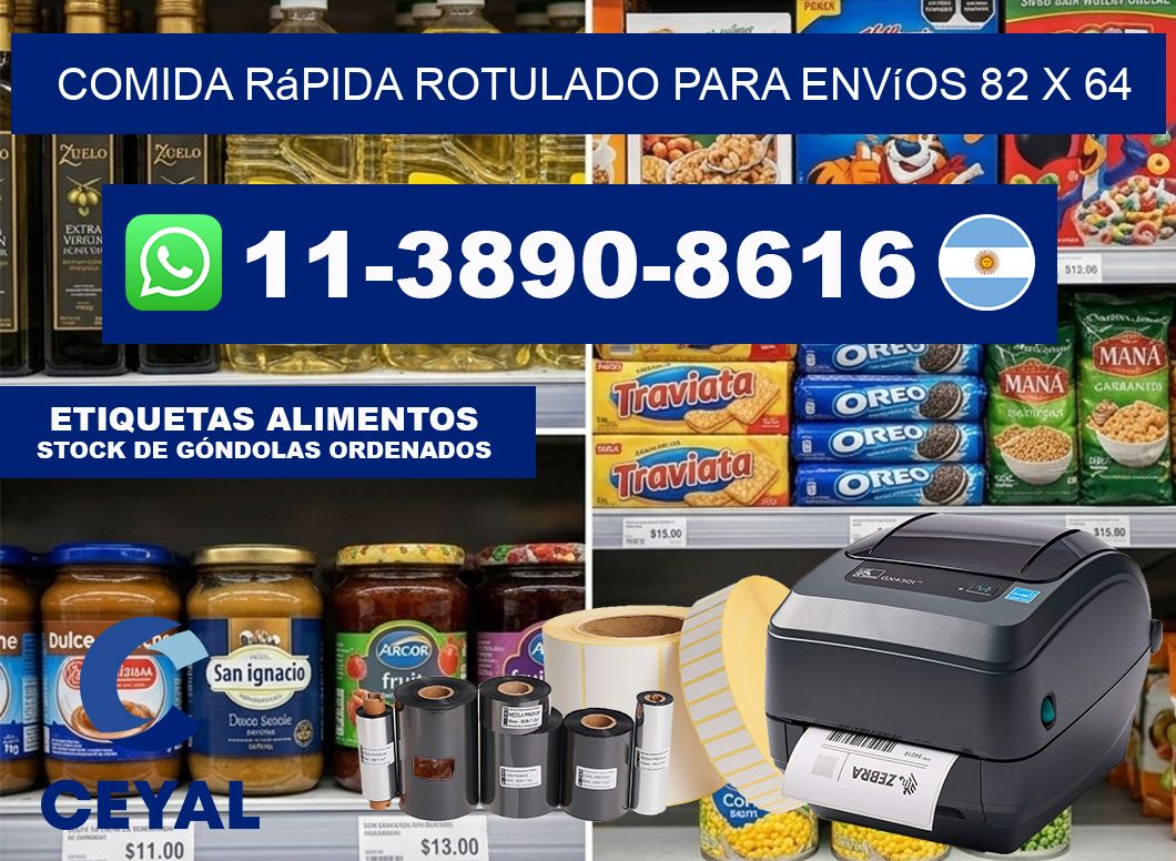 Comida rápida rotulado para envíos 82 x 64