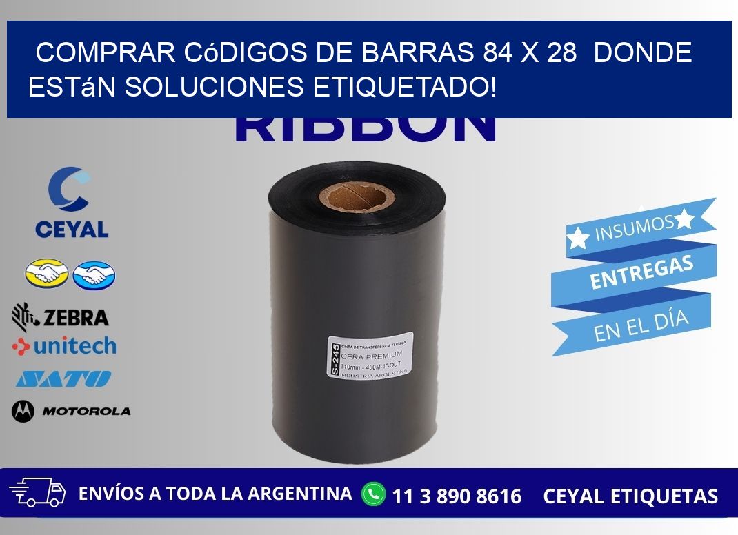 Comprar códigos de barras 84 x 28  donde están soluciones etiquetado!