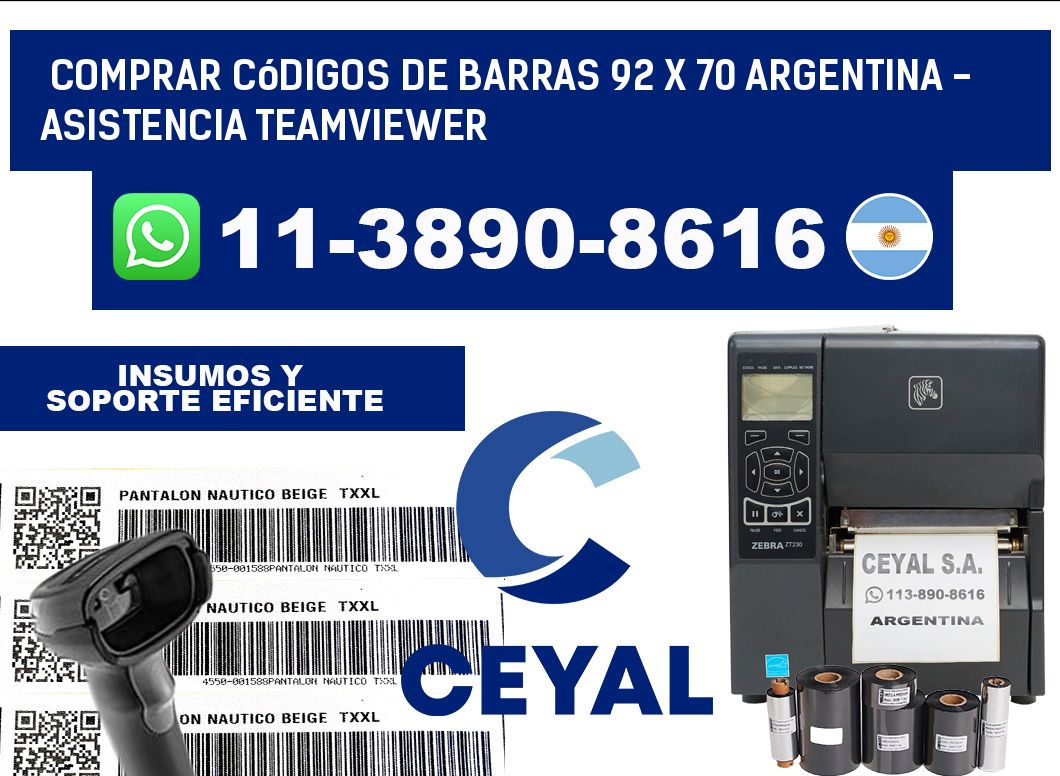 Comprar códigos de barras 92 x 70 argentina - asistencia teamviewer