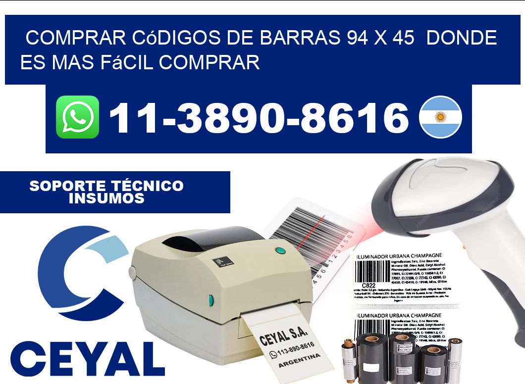Comprar códigos de barras 94 x 45  Donde es mas fácil comprar