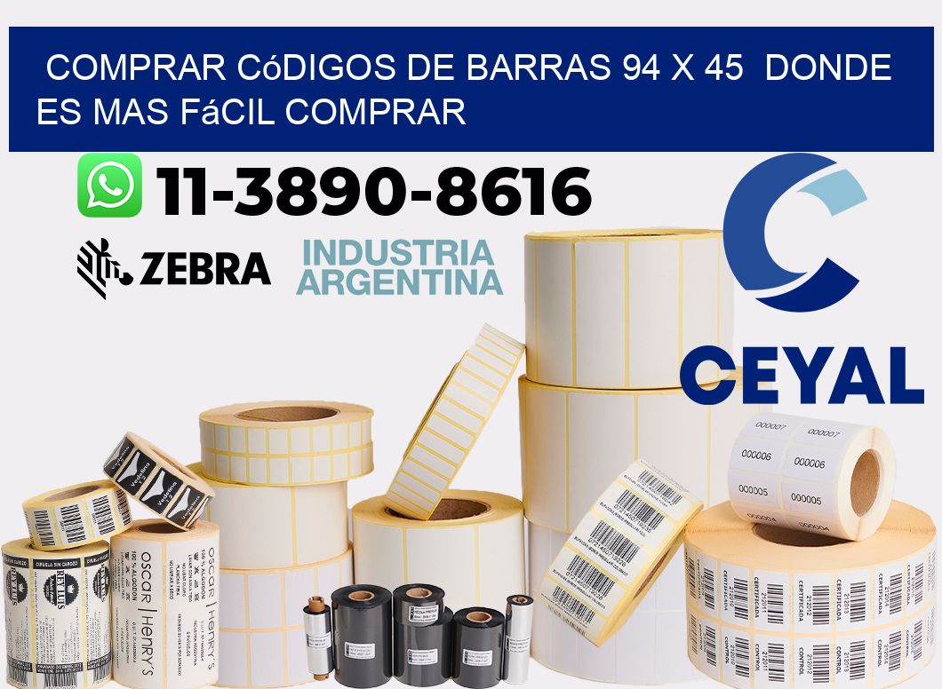 Comprar códigos de barras 94 x 45  Donde es mas fácil comprar