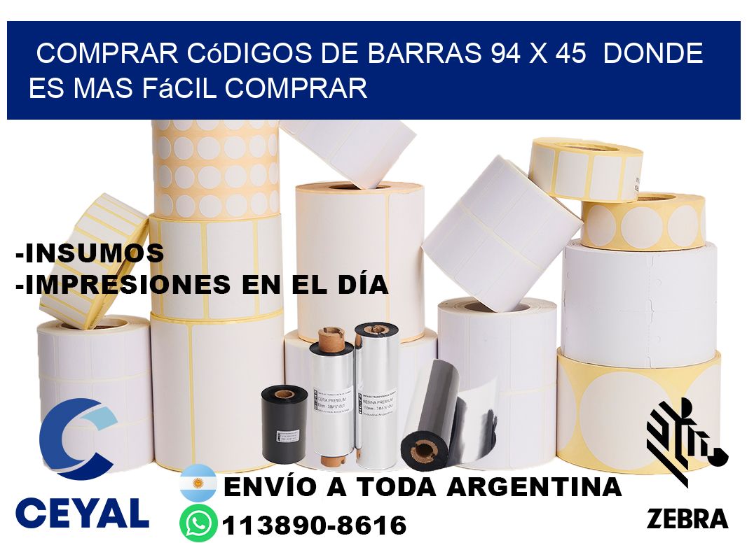 Comprar códigos de barras 94 x 45  Donde es mas fácil comprar