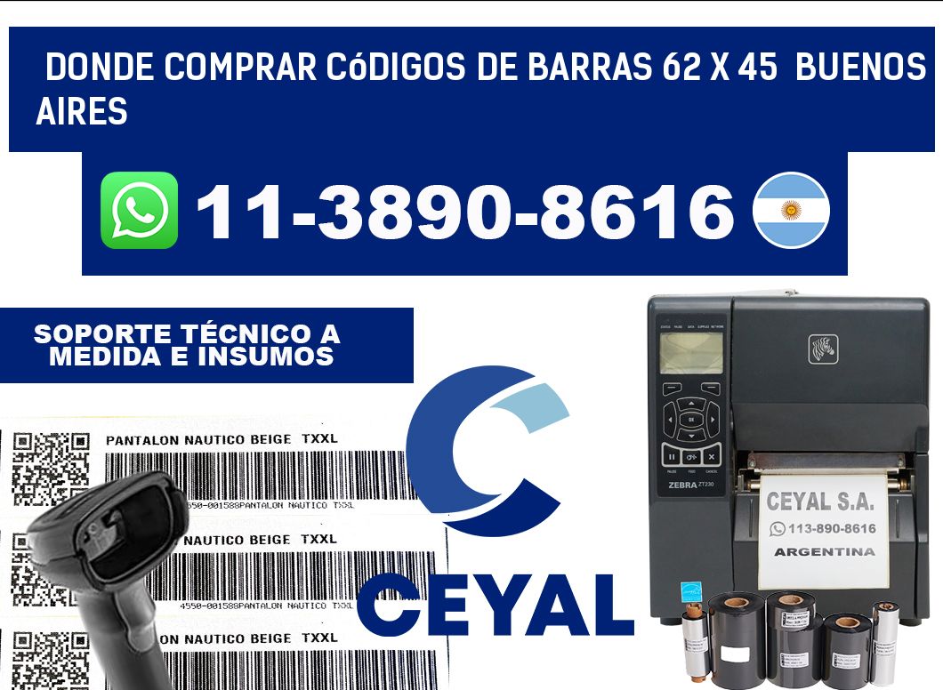 Donde Comprar códigos de barras 62 x 45  Buenos Aires