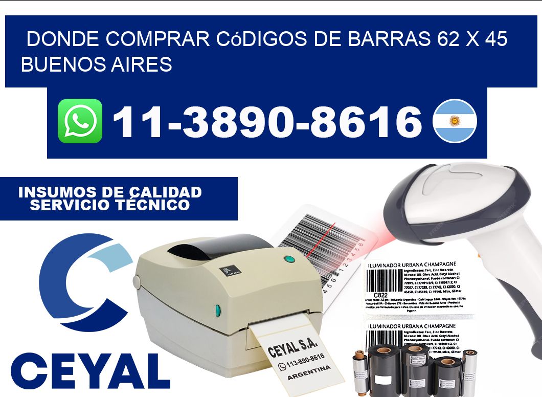 Donde Comprar códigos de barras 62 x 45  Buenos Aires