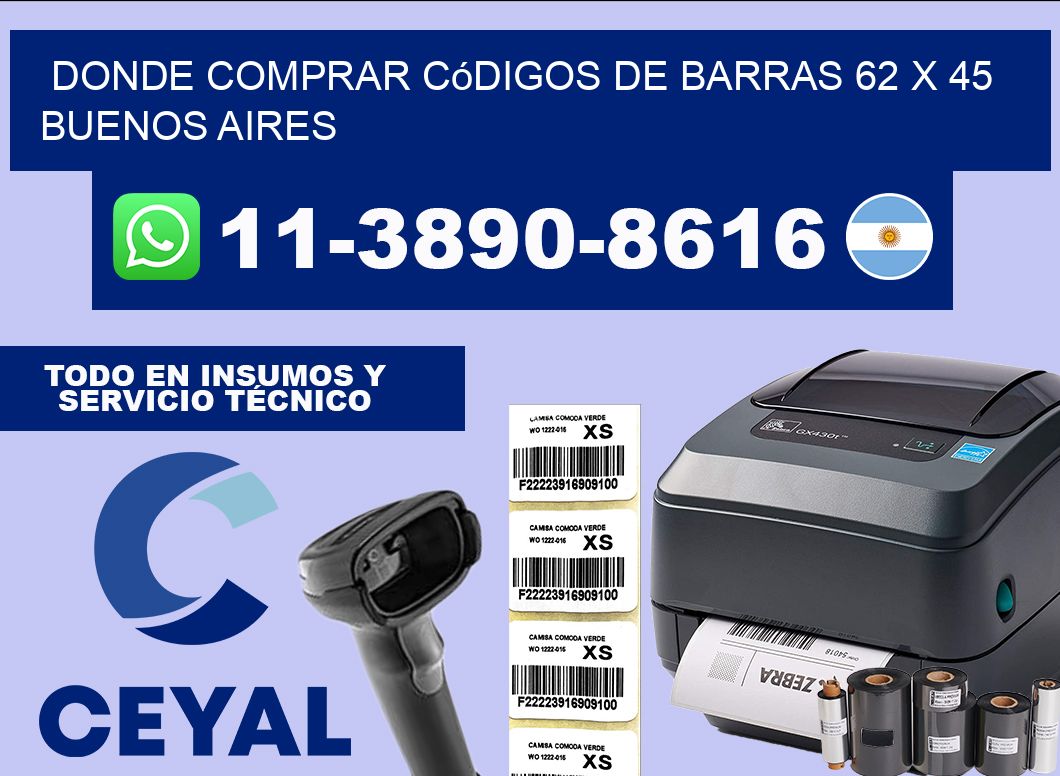 Donde Comprar códigos de barras 62 x 45  Buenos Aires
