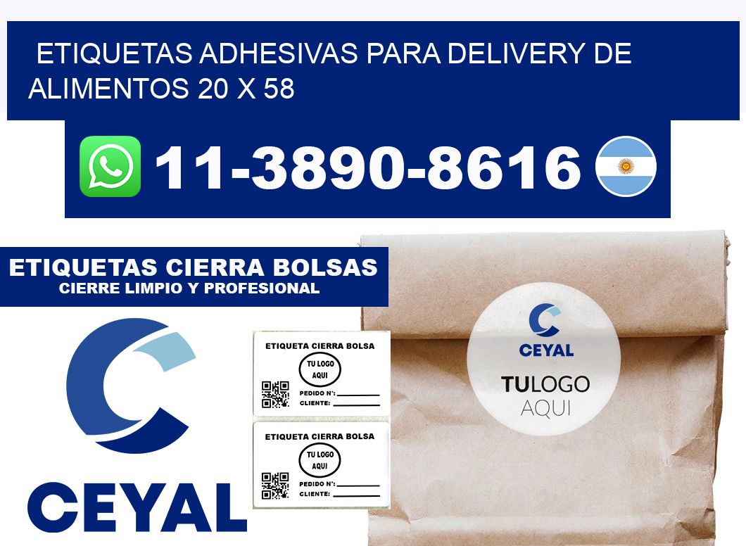 ETIQUETAS ADHESIVAS PARA DELIVERY DE ALIMENTOS 20 x 58