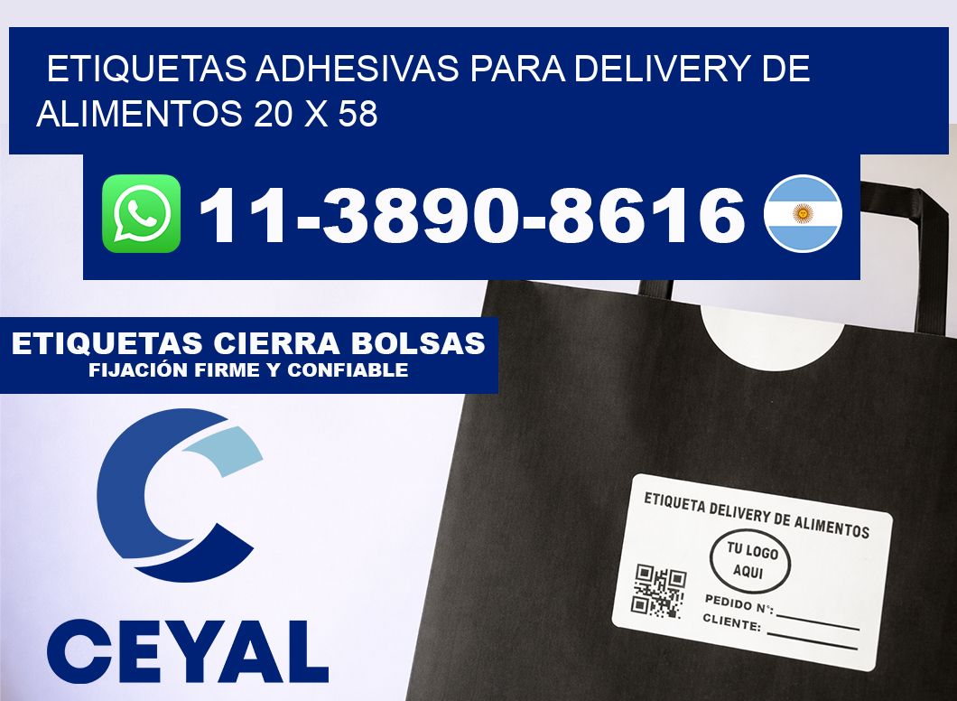 ETIQUETAS ADHESIVAS PARA DELIVERY DE ALIMENTOS 20 x 58