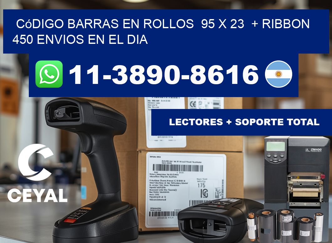 código barras en rollos  95 x 23  + ribbon  450 Envios en el dia