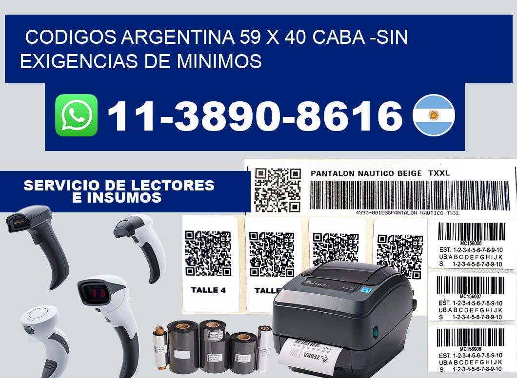 codigos Argentina 59 x 40 CABA -Sin exigencias de minimos