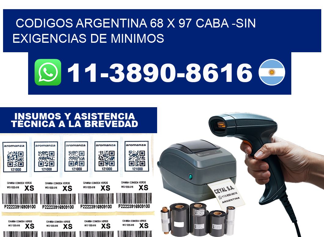 codigos Argentina 68 x 97 CABA -Sin exigencias de minimos