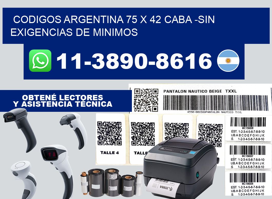 codigos Argentina 75 x 42 CABA -Sin exigencias de minimos