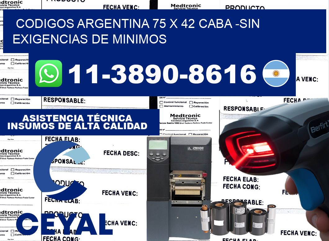 codigos Argentina 75 x 42 CABA -Sin exigencias de minimos