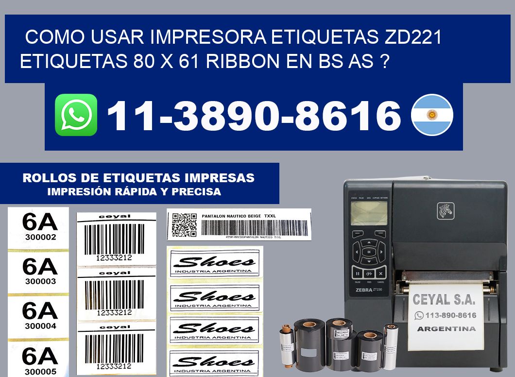 como usar impresora etiquetas zd221 etiquetas 80 x 61 ribbon en BS AS ?