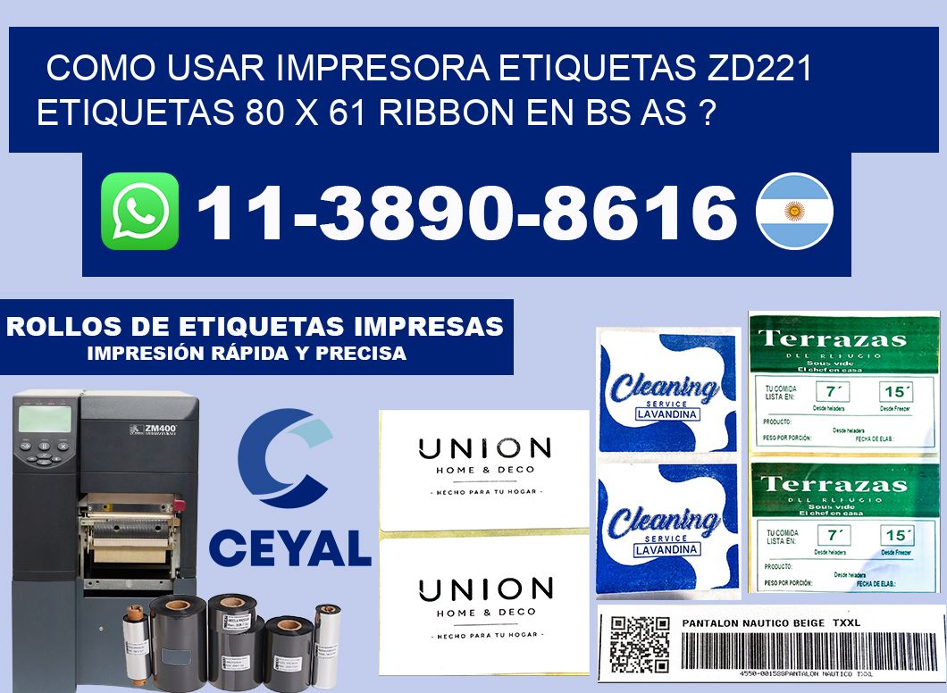 como usar impresora etiquetas zd221 etiquetas 80 x 61 ribbon en BS AS ?