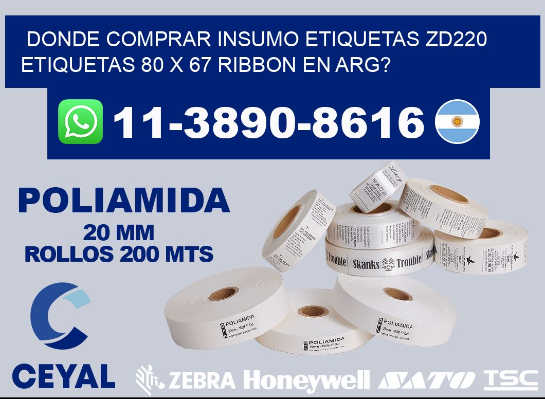 donde comprar insumo etiquetas zd220 etiquetas 80 x 67 ribbon en ARG?