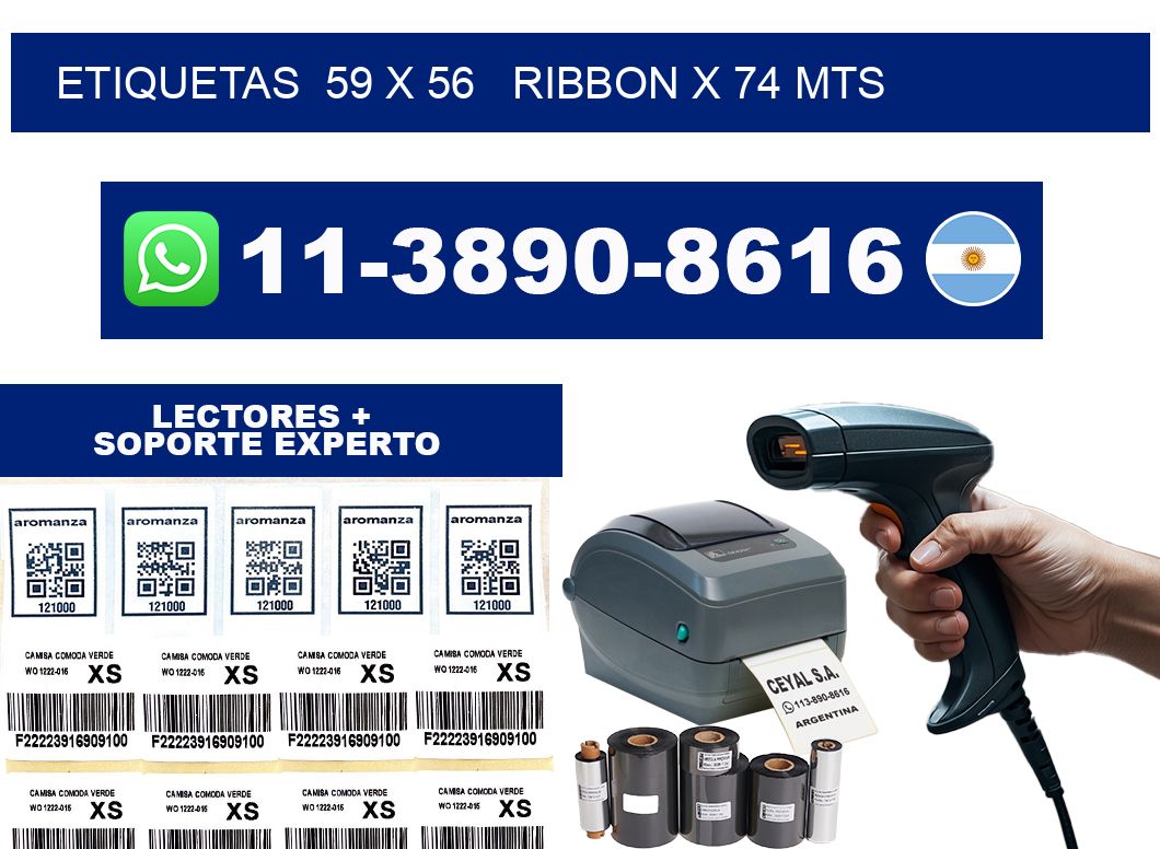 etiquetas  59 x 56   ribbon x 74 mts