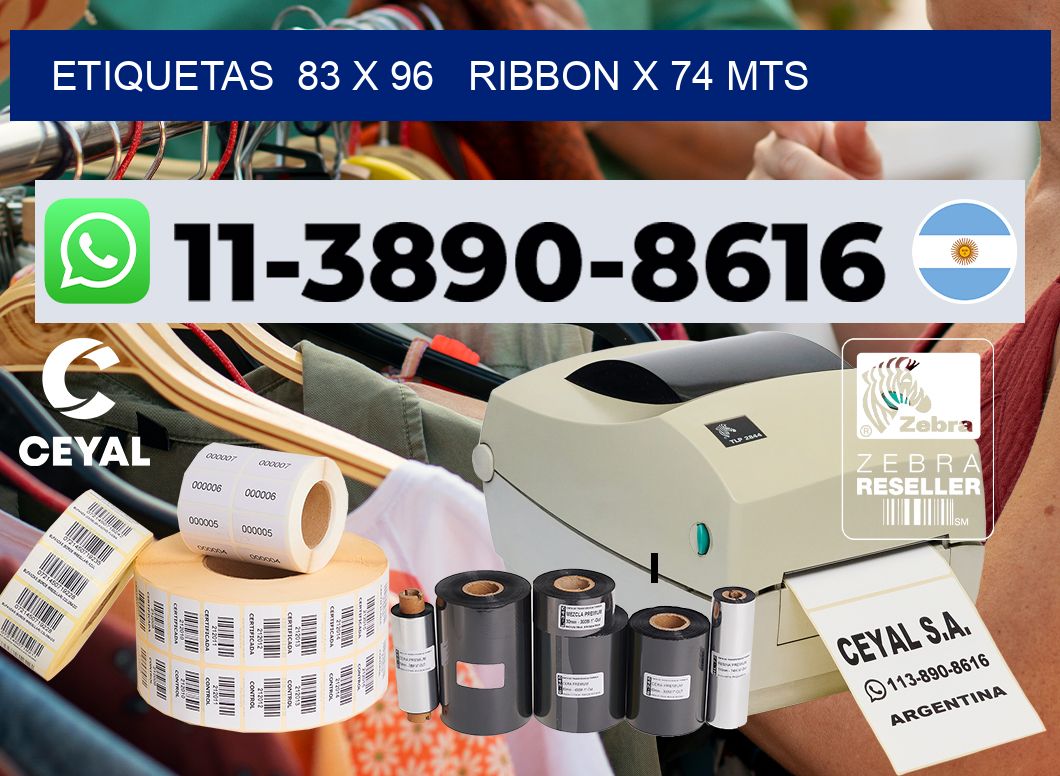 etiquetas  83 x 96   ribbon x 74 mts