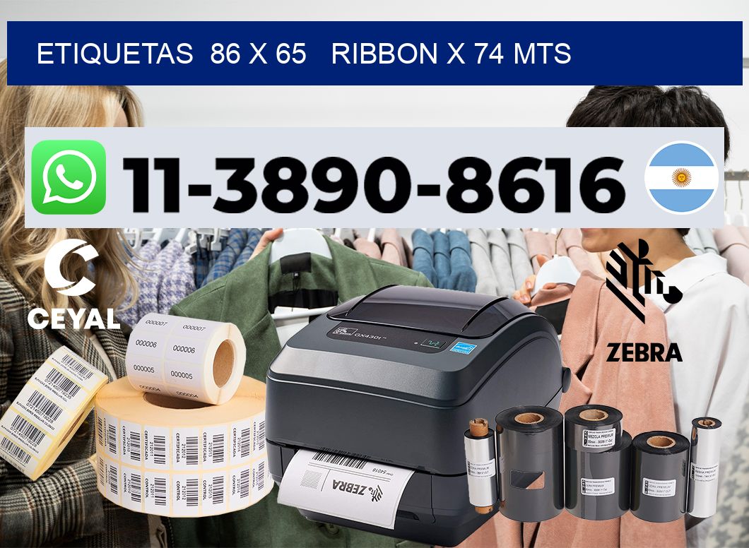 etiquetas  86 x 65   ribbon x 74 mts
