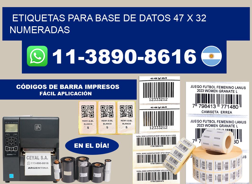 etiquetas para base de datos 47 x 32 numeradas