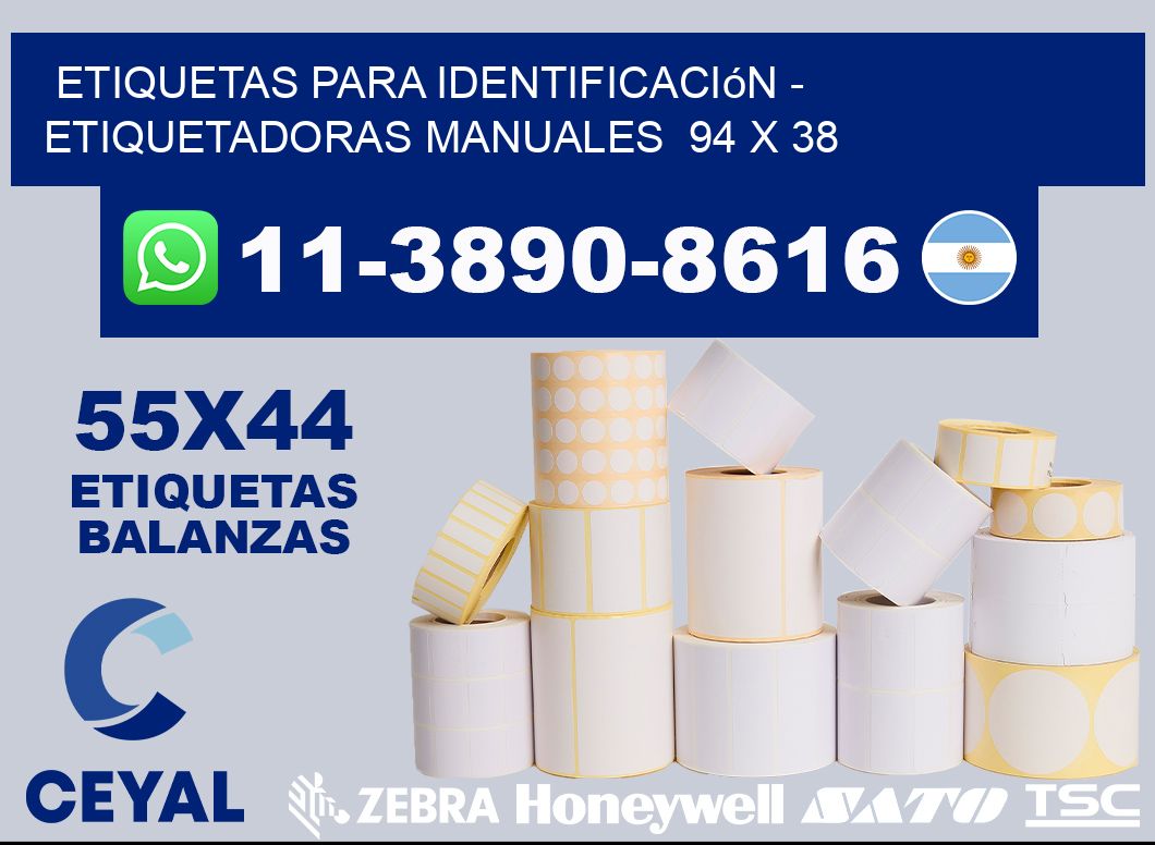 etiquetas para identificación - Etiquetadoras Manuales  94 x 38