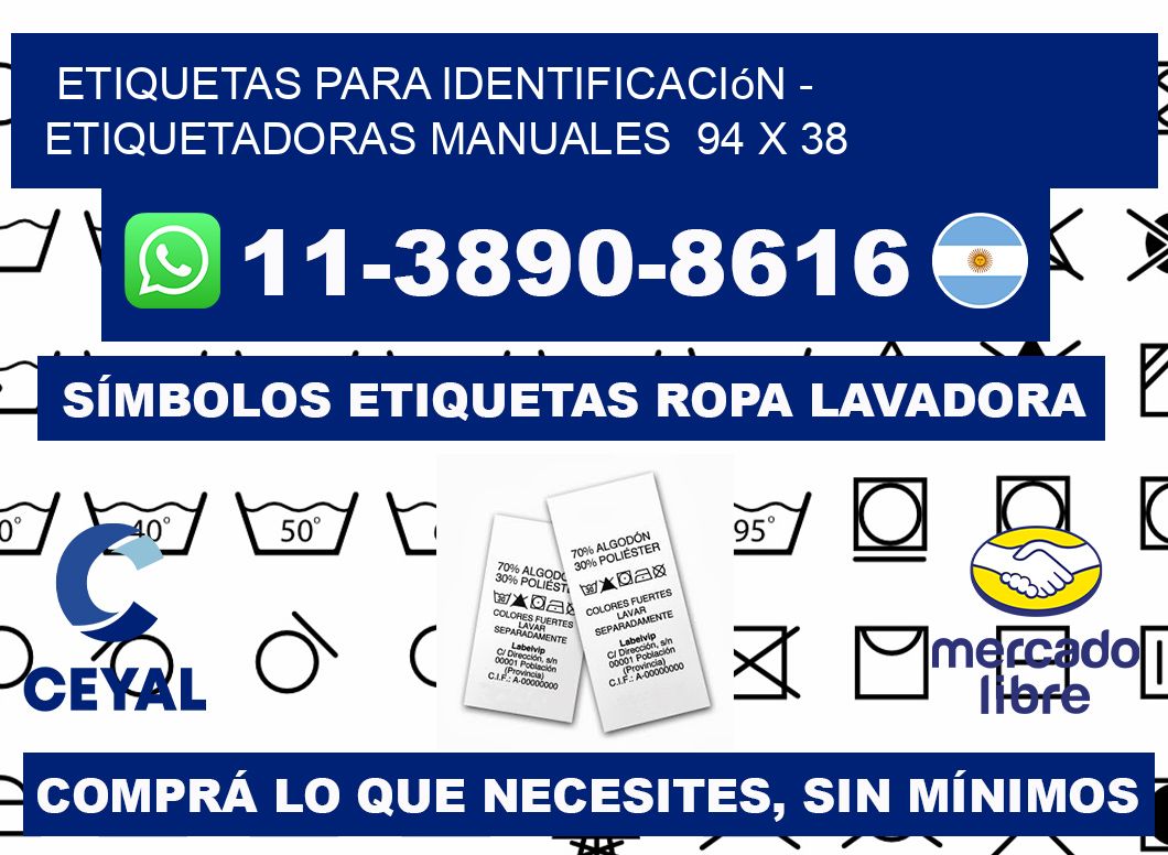 etiquetas para identificación - Etiquetadoras Manuales  94 x 38