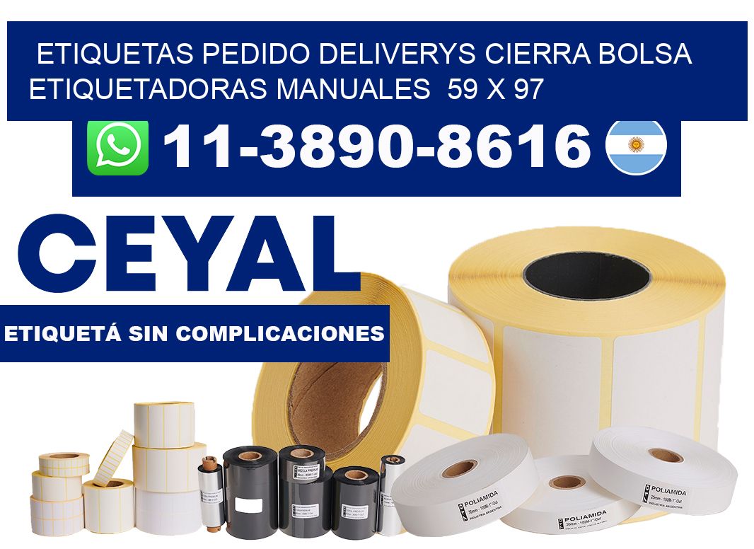 etiquetas pedido deliverys cierra bolsa  Etiquetadoras Manuales  59 x 97