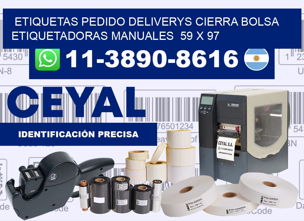 etiquetas pedido deliverys cierra bolsa  Etiquetadoras Manuales  59 x 97