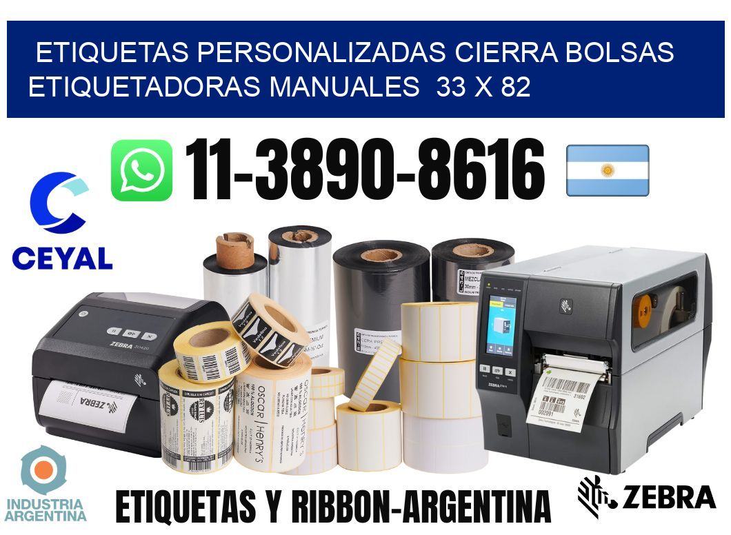 etiquetas personalizadas cierra bolsas  Etiquetadoras Manuales  33 x 82